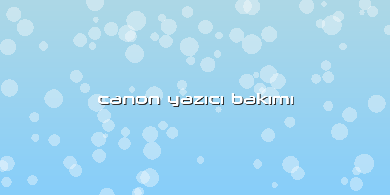 Canon YazÄ±cÄ± BakÄ±mÄ±